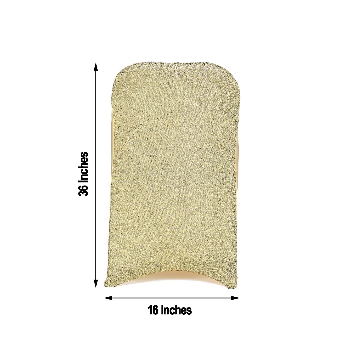Champagne Spandex Stretch Folding Chair Cover, Fitted Chair Cover with Metallic Shimmer Tinsel Back