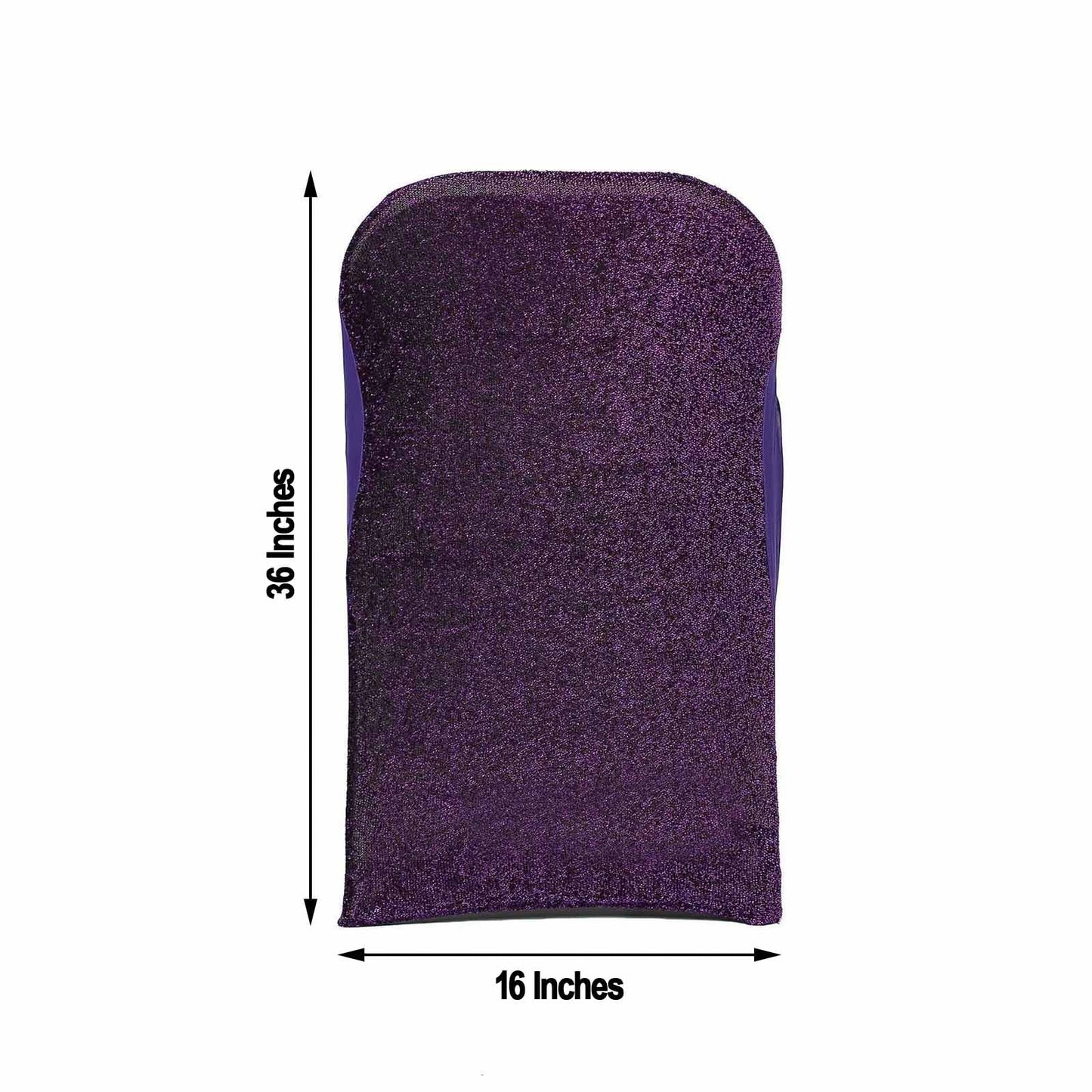Purple Spandex Stretch Folding Chair Cover, Fitted Chair Cover with Metallic Glittering Back