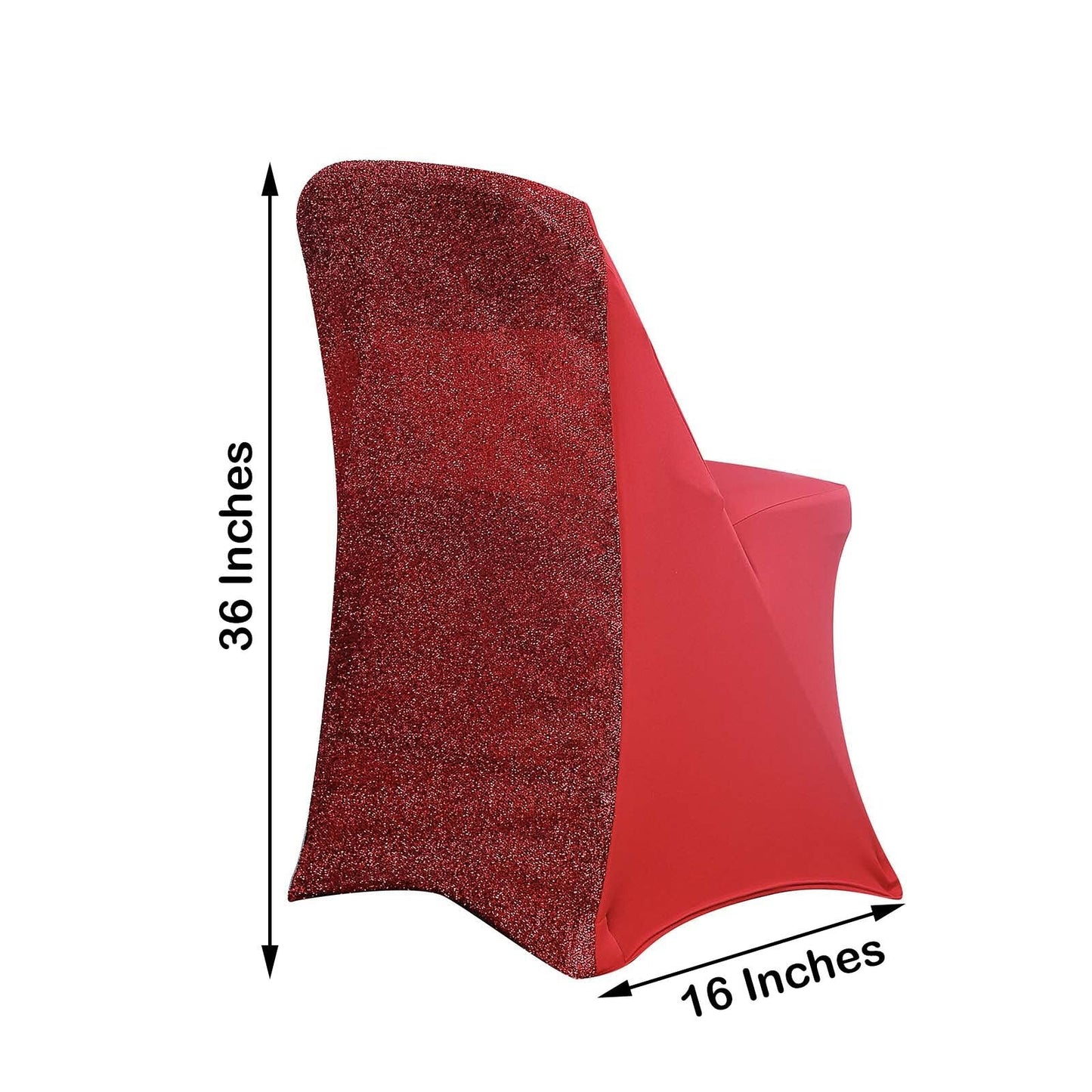 Red Folding Fitted Metallic Shimmer Tinsel Back Chair Covers Spandex Stretch Material