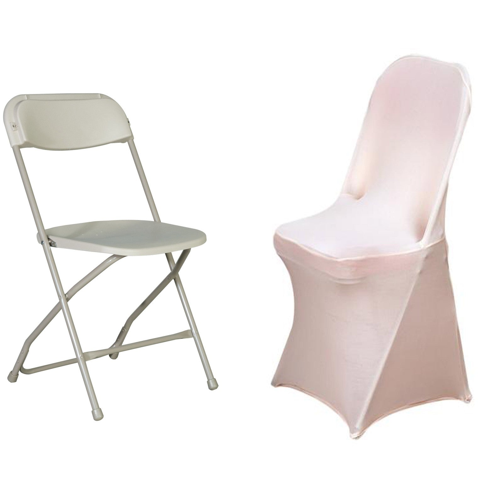 Blush Rose Gold Spandex Stretch Fitted Folding Chair Cover - 160 GSM