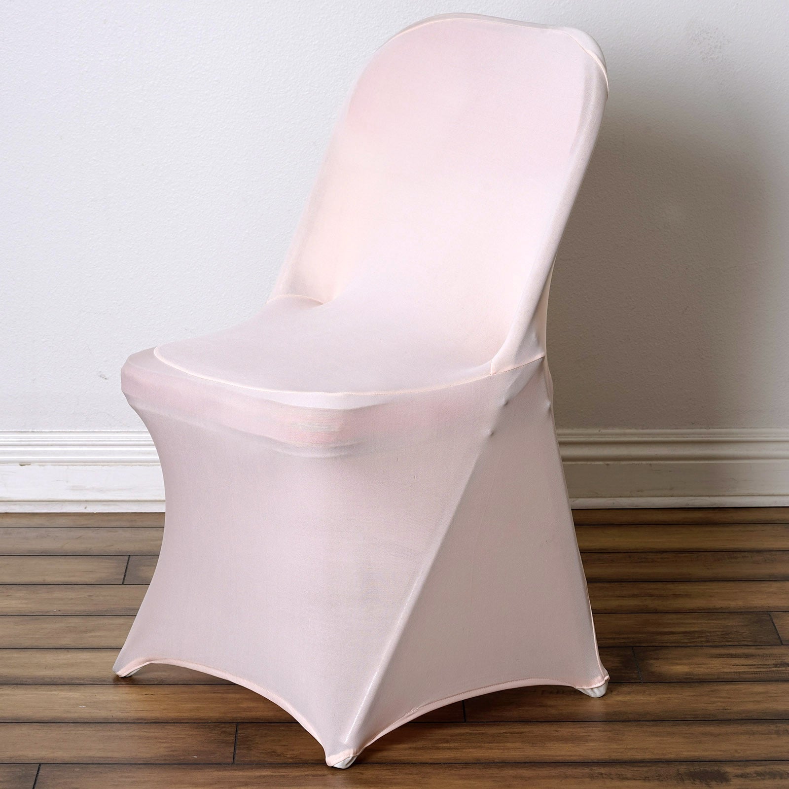 Blush Rose Gold Spandex Stretch Fitted Folding Chair Cover - 160 GSM