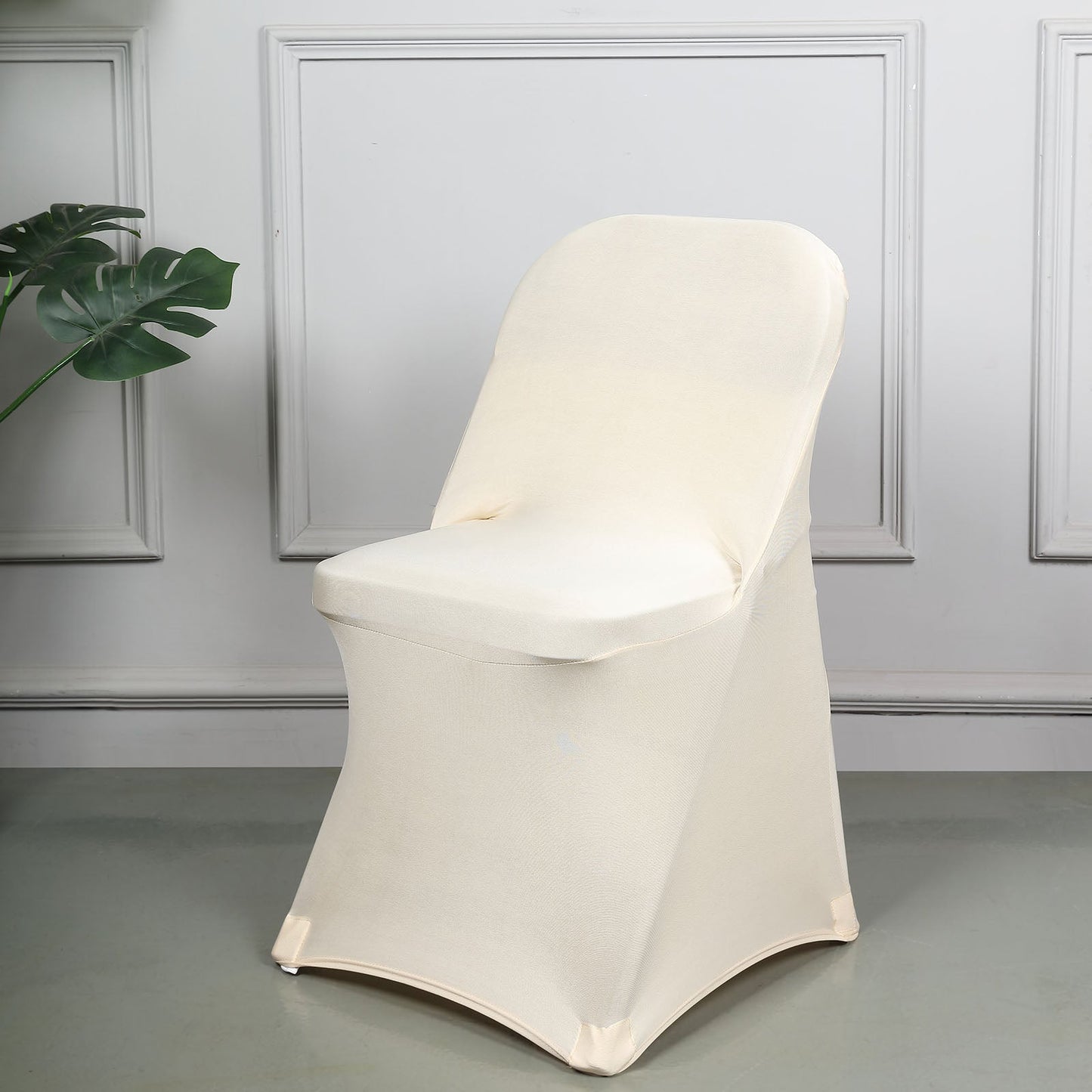 Beige Spandex Stretch Fitted Folding Chair Cover - 160 GSM