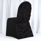 Banquet Chair Cover In Black Satin Rosette Spandex Stretch