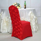 Red Satin Rosette Spandex Stretch Banquet Chair Cover, Fitted Chair Cover