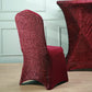 Burgundy Spandex Stretch Banquet Chair Cover, Fitted with Metallic Shimmer Tinsel Back