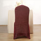 Burgundy Spandex Stretch Banquet Chair Cover, Fitted with Metallic Shimmer Tinsel Back