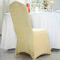 Champagne Spandex Stretch Banquet Chair Cover, Fitted with Metallic Shimmer Tinsel Back