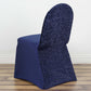Navy Blue Spandex Stretch Banquet Chair Cover, Fitted with Metallic Shimmer Tinsel Back