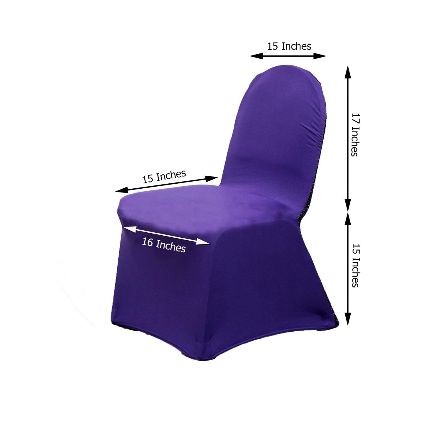 Purple Spandex Stretch Banquet Chair Cover, Fitted with Metallic Shimmer Tinsel Back