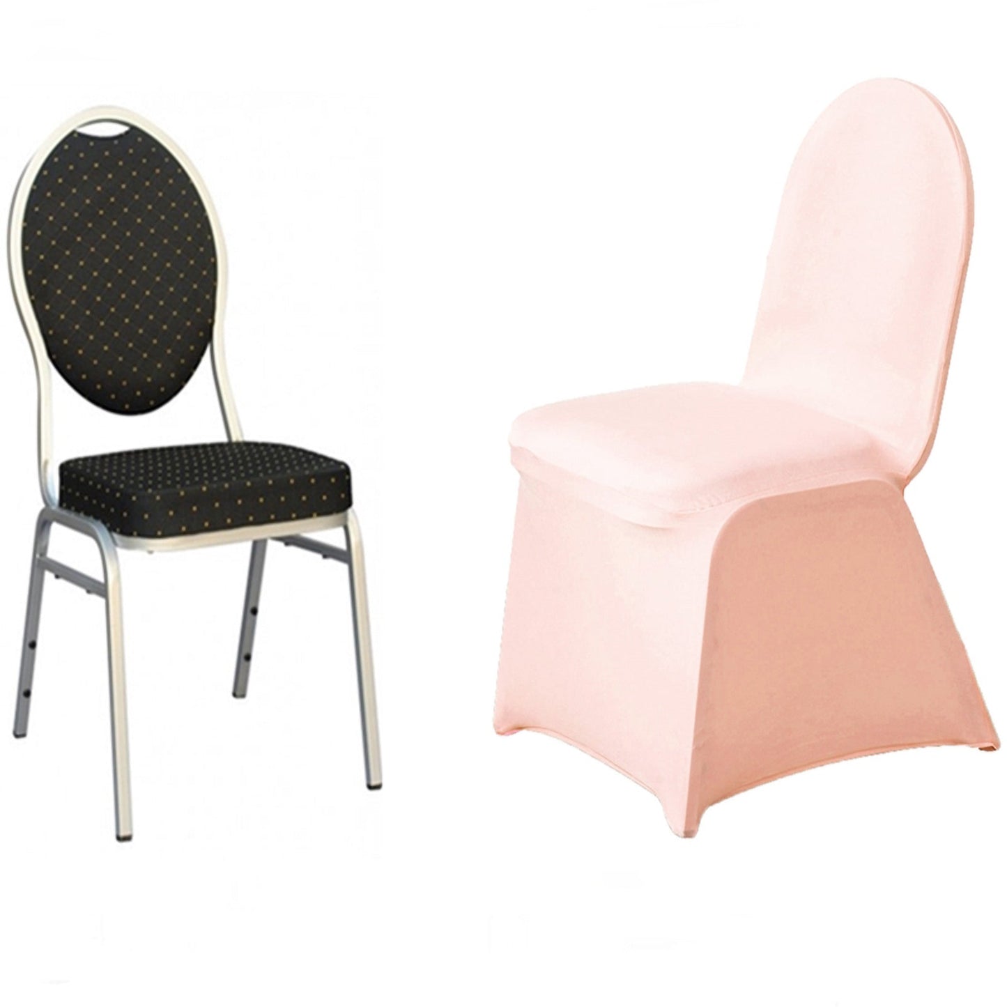 Blush Rose Gold Spandex Stretch Fitted Banquet Chair Cover - 160 GSM