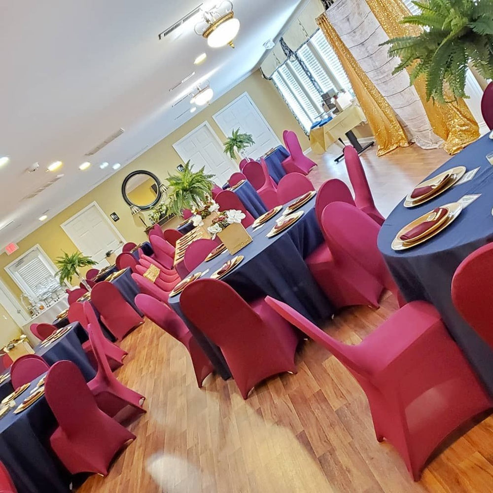 Burgundy Spandex Stretch Fitted Banquet Chair Cover - 160 GSM