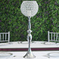 30" Silver Metal Acrylic Crystal Goblet Candle Holder, Flower Ball Stand