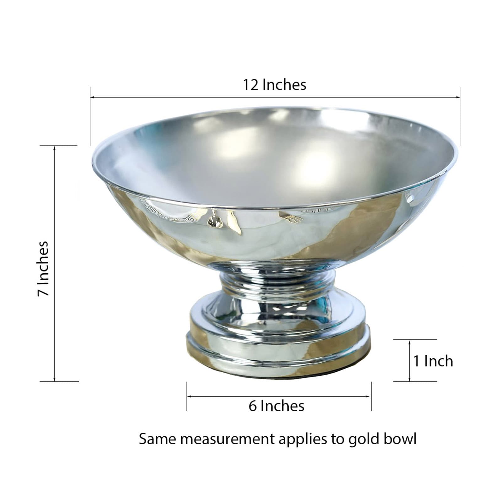 12inch Round Metallic Silver Pedestal Flower Pot Floating Candle Bowl, Display Dish