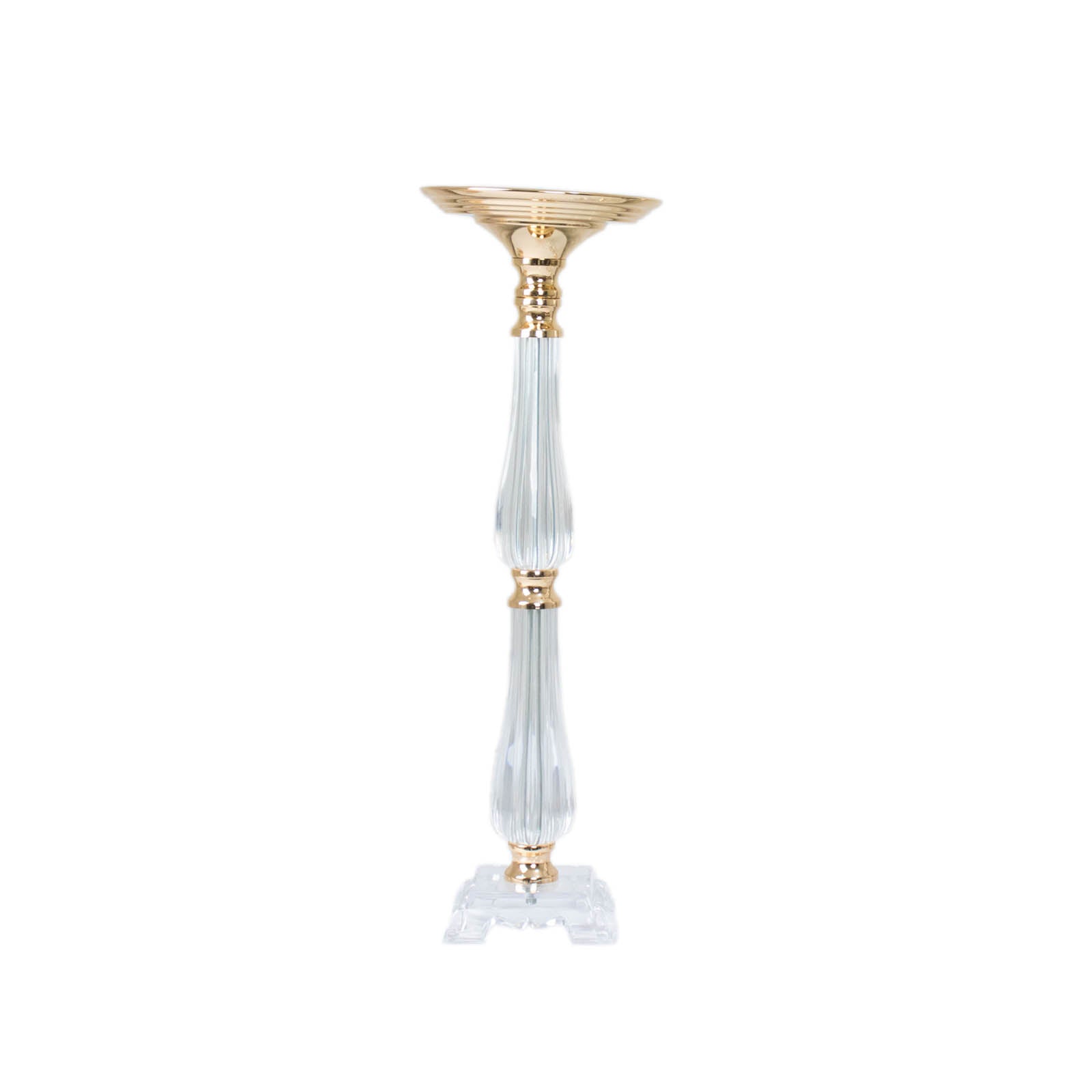 24" Gold and Clear Acrylic Crystal Candle Stand Centerpiece for Weddings