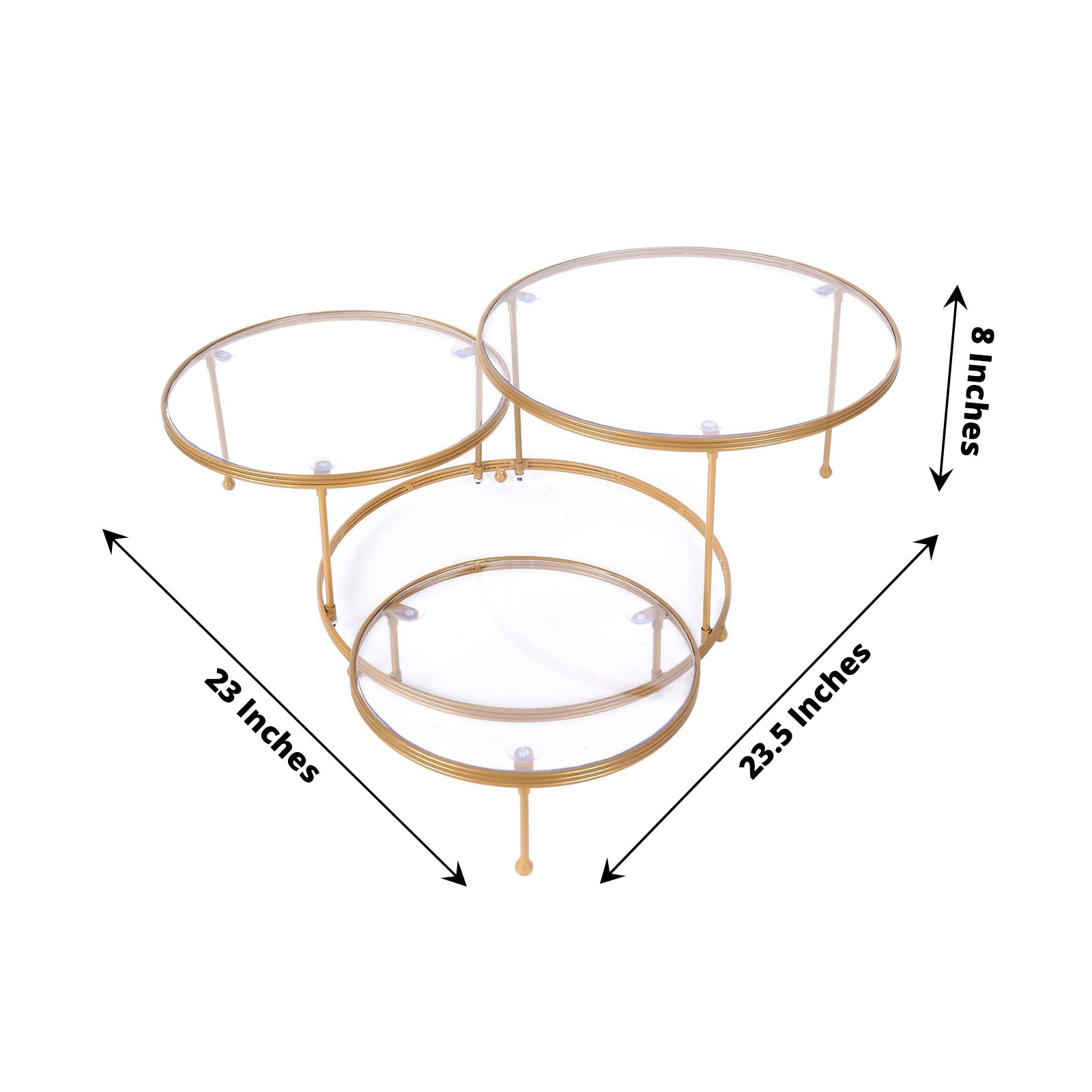 3 Tier Clear Round Acrylic Plates With Gold Metal Cupcake Stand 23 Inch 