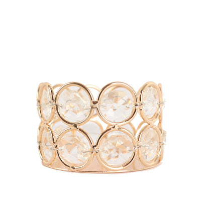 Elegant Design of Gold Metal Crystal Beaded Candle Holders