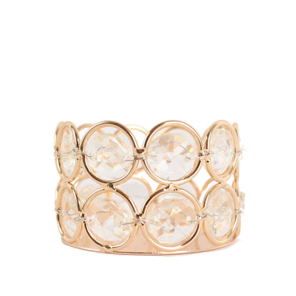 1.5 Inch 6 Pack Gold Colored Metal Crystal Beaded Tea Light Candle Holders