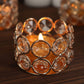 6 Pack | 1.5" Tall Gold Metal Crystal Beaded Tea Light Candle Holders, Votive Candle Stands