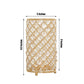 Gold metal crystal beaded pillar candle holder, 9 inches tall.