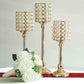 Set of 3 | White Pearl Beaded Gold Votive Candle Holders, Small Pillar Candle Stands - 12"|14"|16"