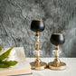 Set of 2 | Gold/Black Metal Crystal Lamp Tealight Votive Candle Holder - 7"|11"