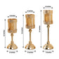 Antique gold lace design votive candle stands set of 3, 13", 15", 17" tall.