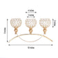 16 Inch Crystal Beaded Gold 3 Arm Arch Bridge Votive Goblet Candle Holder Candelabra