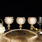 Gold Arch 16 Inch Bridge Crystal Beaded 3 Arm Votive Goblet Candle Holder Candelabra