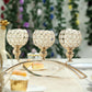 16" Arch Bridge 3 Arm Gold Crystal Beaded Candle Holder, Votive Goblet Candelabra
