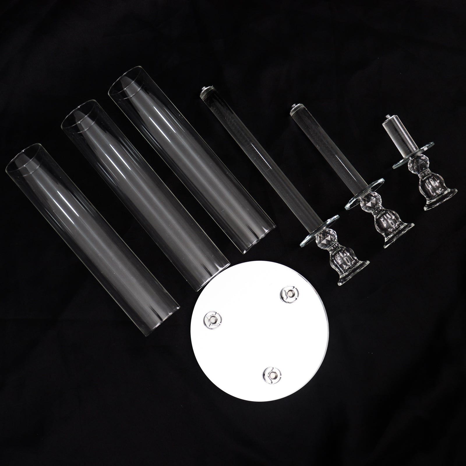 Clear 3-arm crystal taper candle holder for elegant wedding centerpieces.