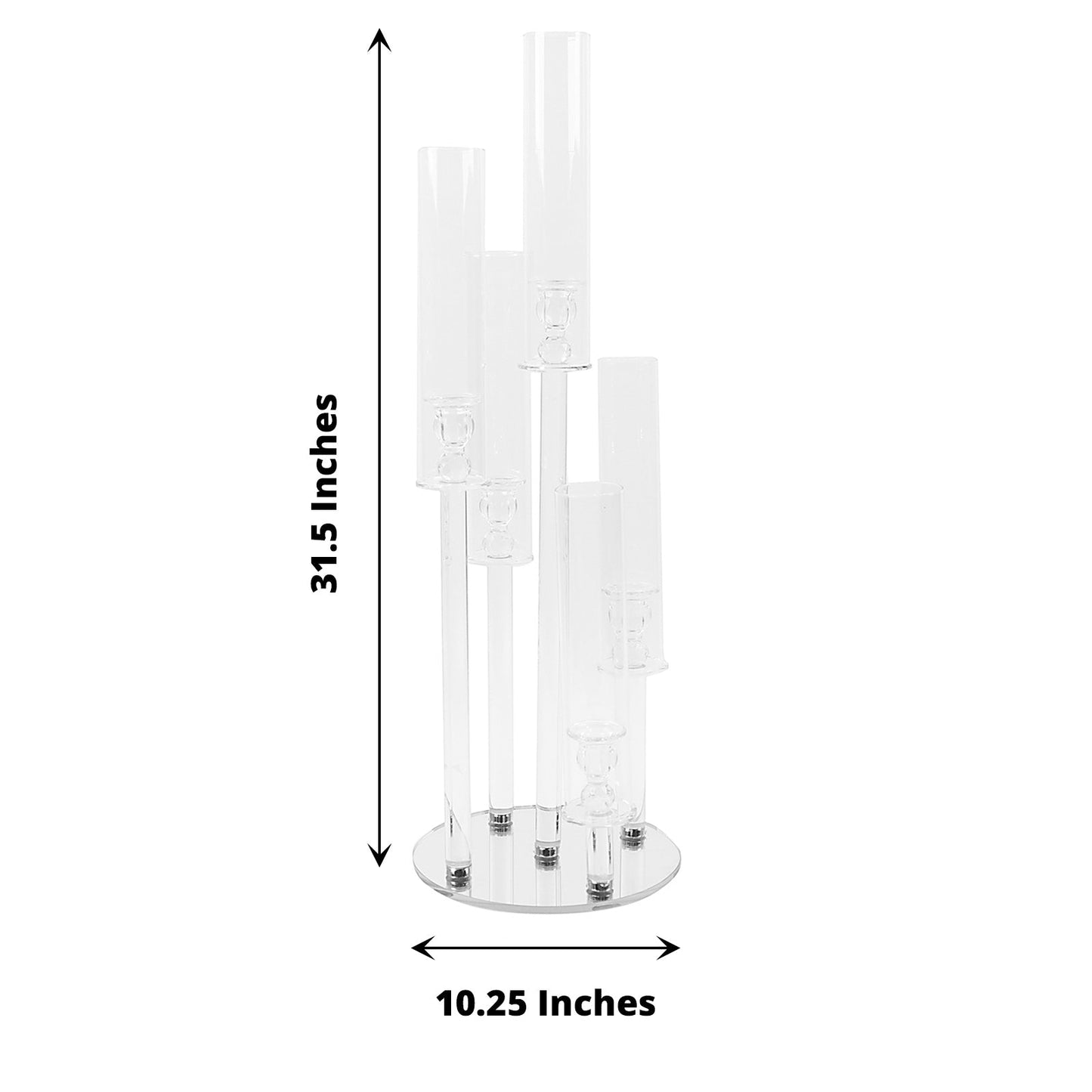 Clear 5-arm crystal candle candelabra for elegant wedding centerpieces.