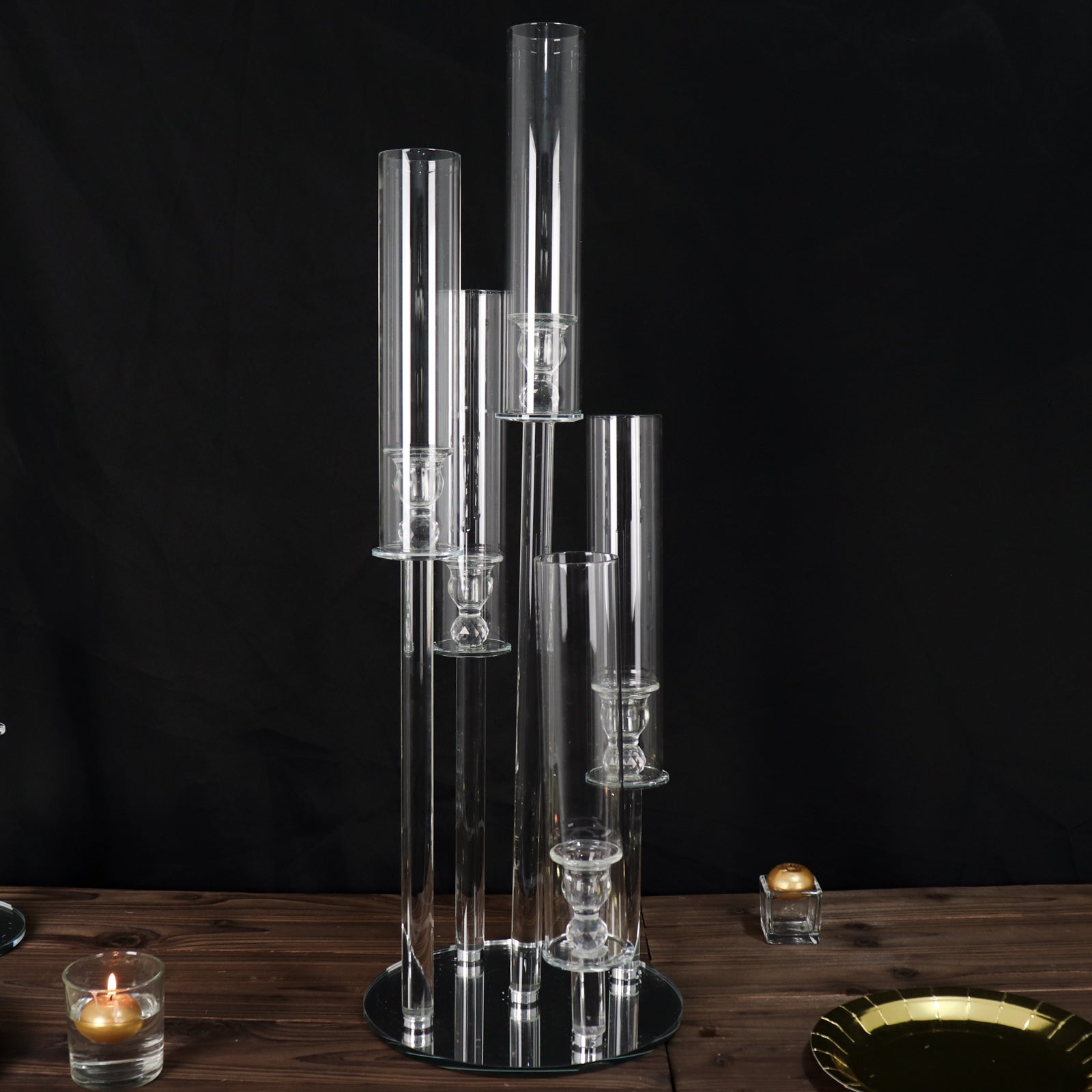 Clear 5-Arm Crystal Candelabra for Weddings and Centerpieces