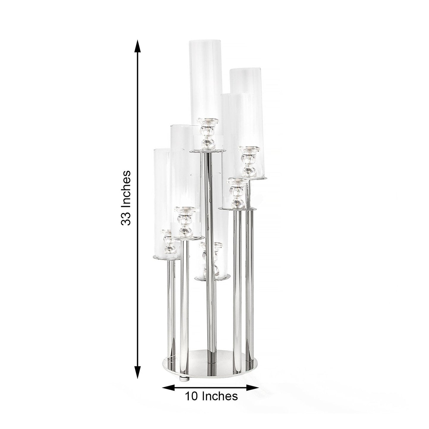 Clear 7 Arm Crystal Cluster Round Candelabra with Mirror Base