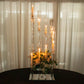 4.5ft Crystal 12-Arm Cluster Glass Candelabra Floral Pedestal Stand, Square Hurricane Taper
