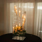 4.5ft Crystal 12-Arm Cluster Glass Candelabra Floral Pedestal Stand, Square Hurricane Taper Candle Holder Stand