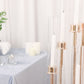 Gold 10 arm taper candle holder with clear glass shades.