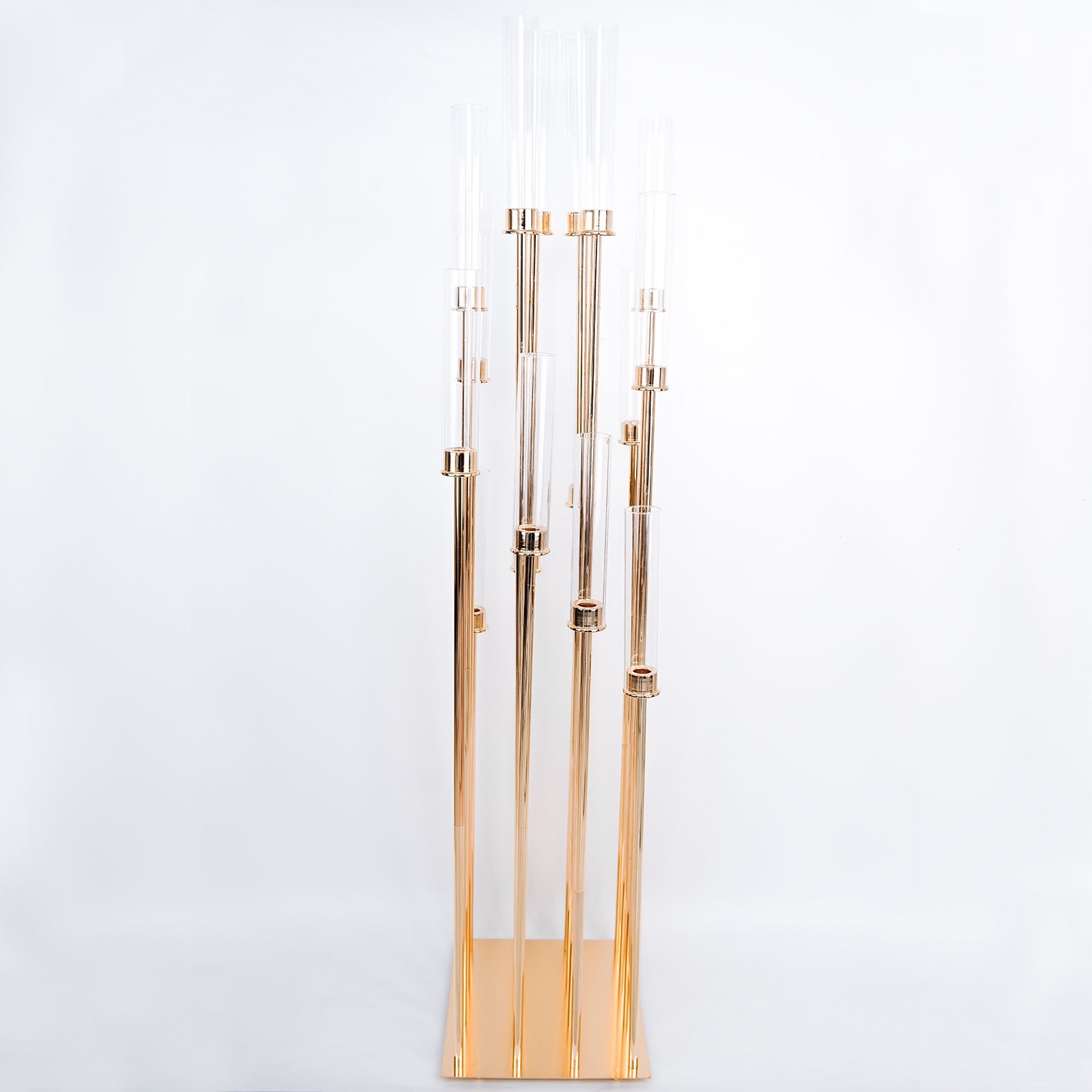 Clear Glass Shades Taper Candle Holder with Gold Color and Cluster Design 16 Arms 58 Inch