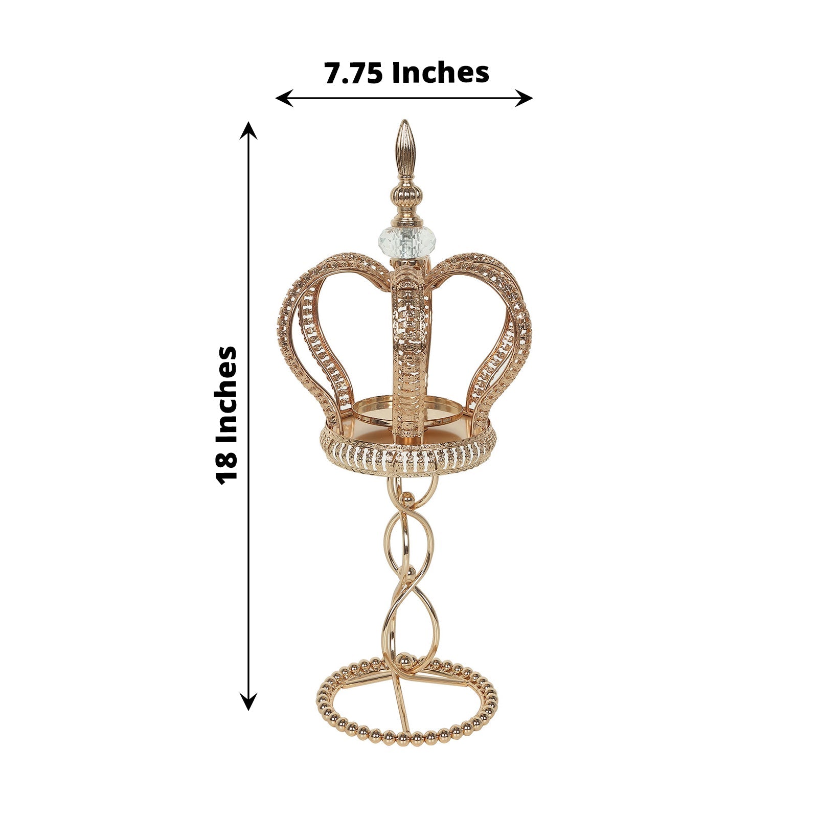 Gold crown spiral pillar candle holder stand, jeweled centerpiece.