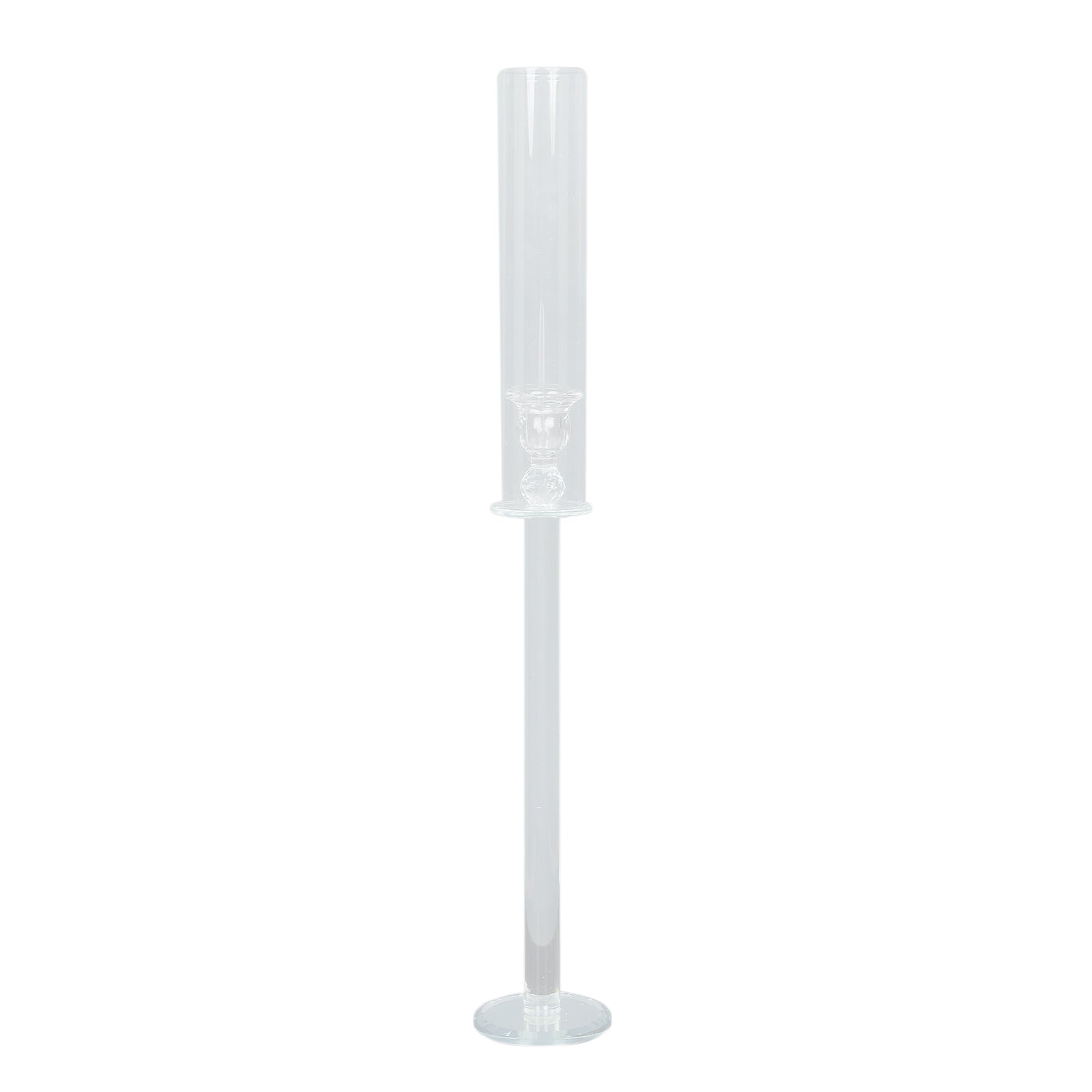Clear Glass Hurricane Candle Holders With Taper And Cylinder Chimney Tubes in 26 Inch Tall#whtbkgd