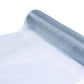 Dusty blue sheer chiffon fabric bolt, perfect for DIY drapery projects.