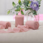 Dusty rose chiffon ribbon rolls for bouquets and gift wrapping.