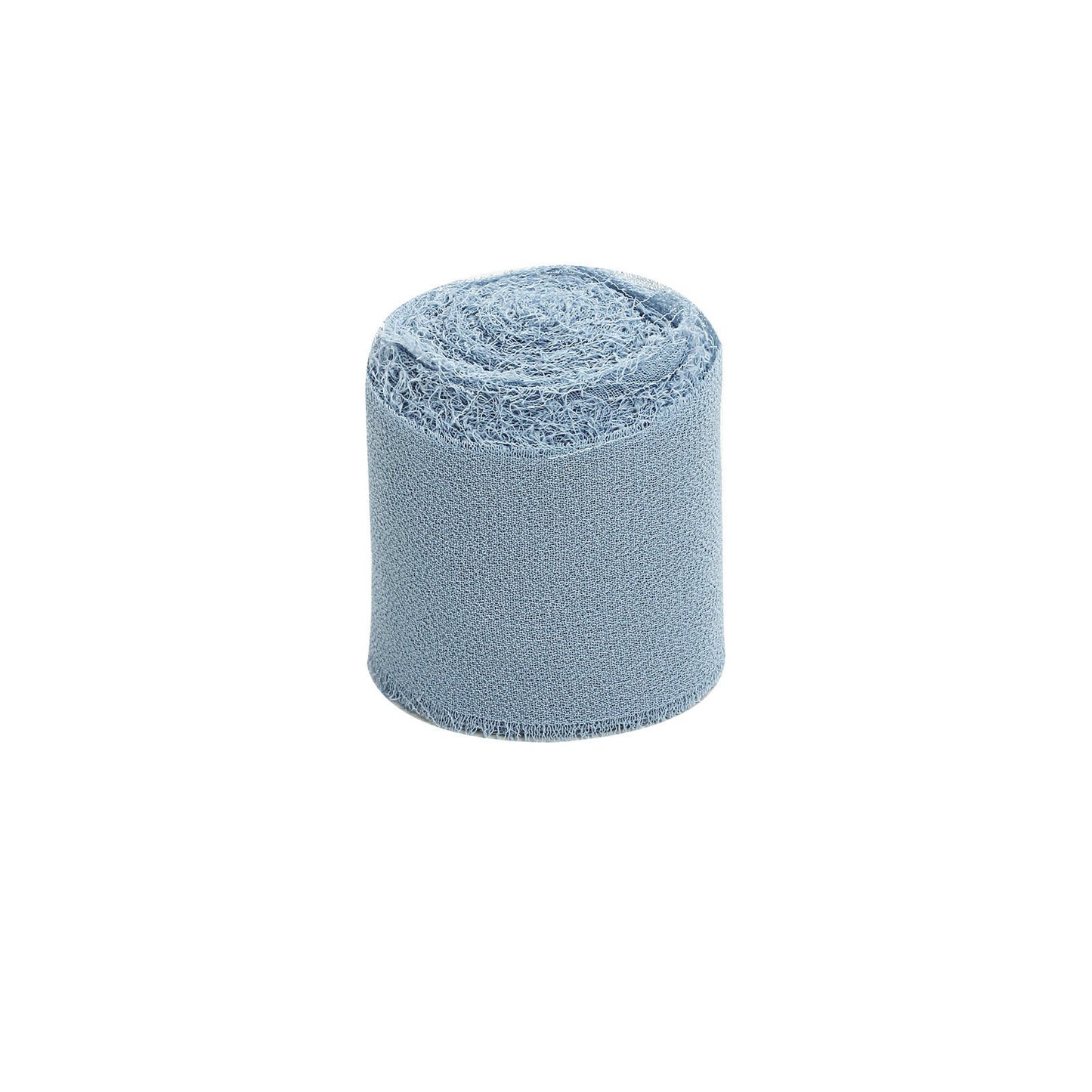 Dusty blue chiffon ribbon roll for bouquets and gift wrapping.