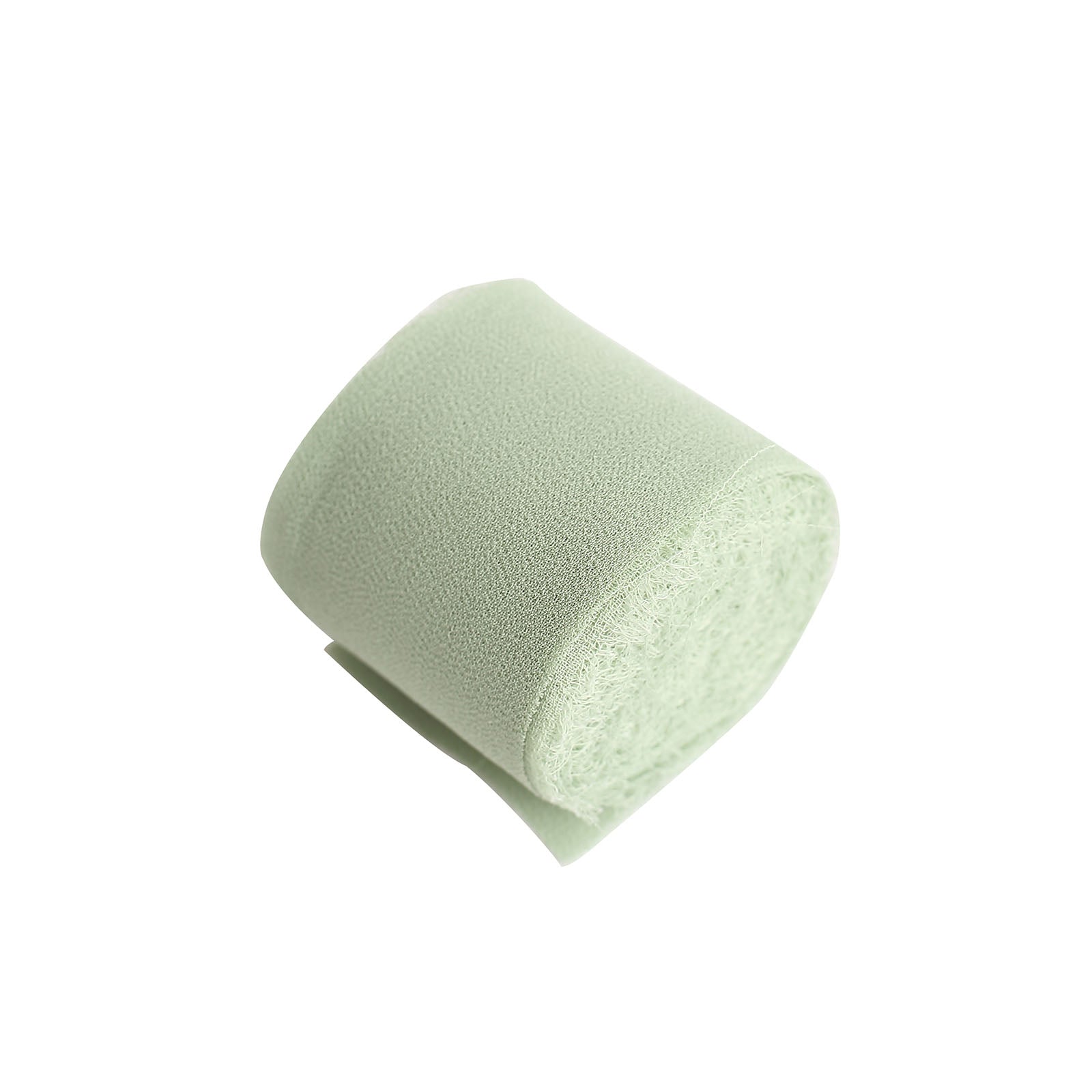 Sage green chiffon ribbon roll for DIY wedding bouquet.