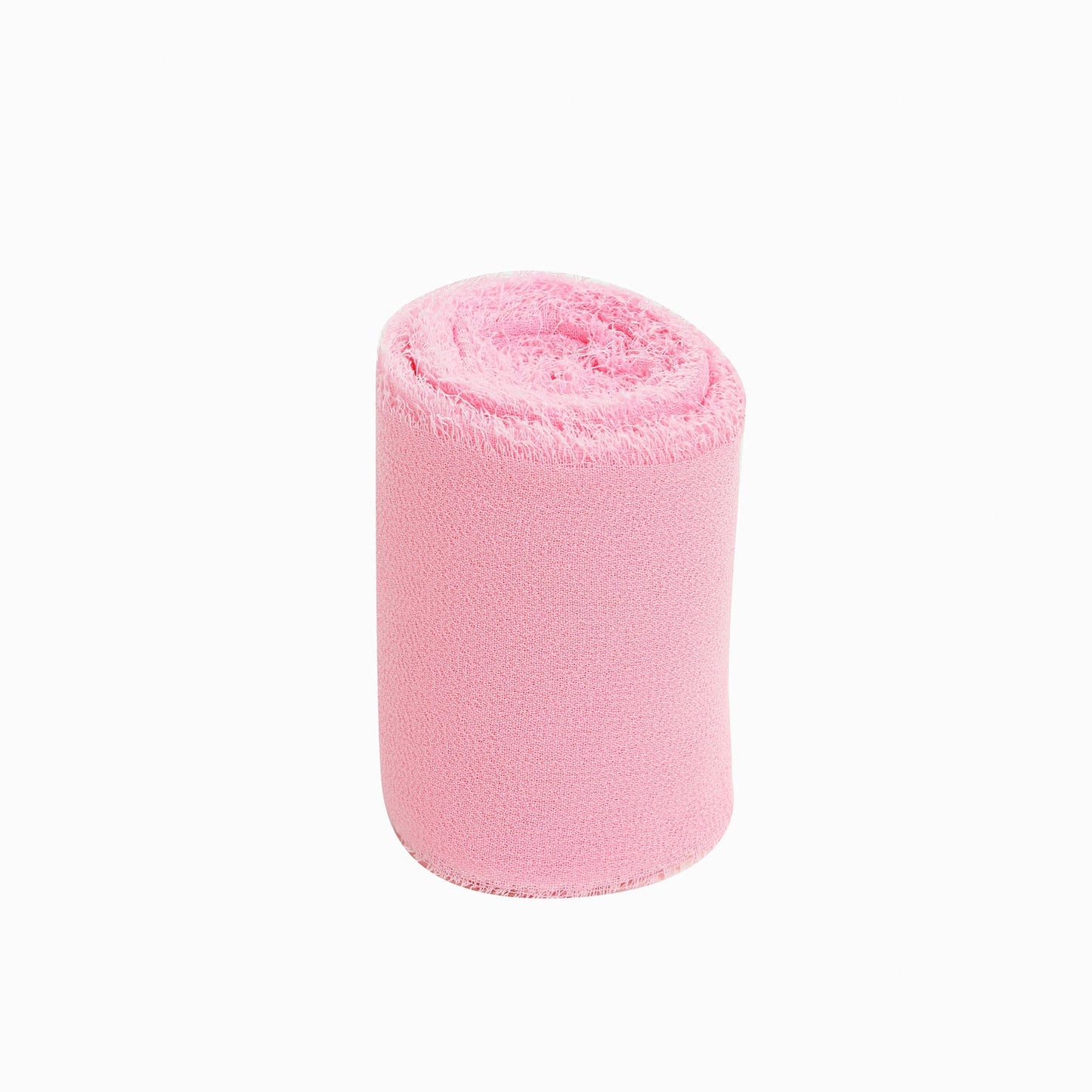 Pink chiffon ribbon roll for bouquets and gift wrapping.