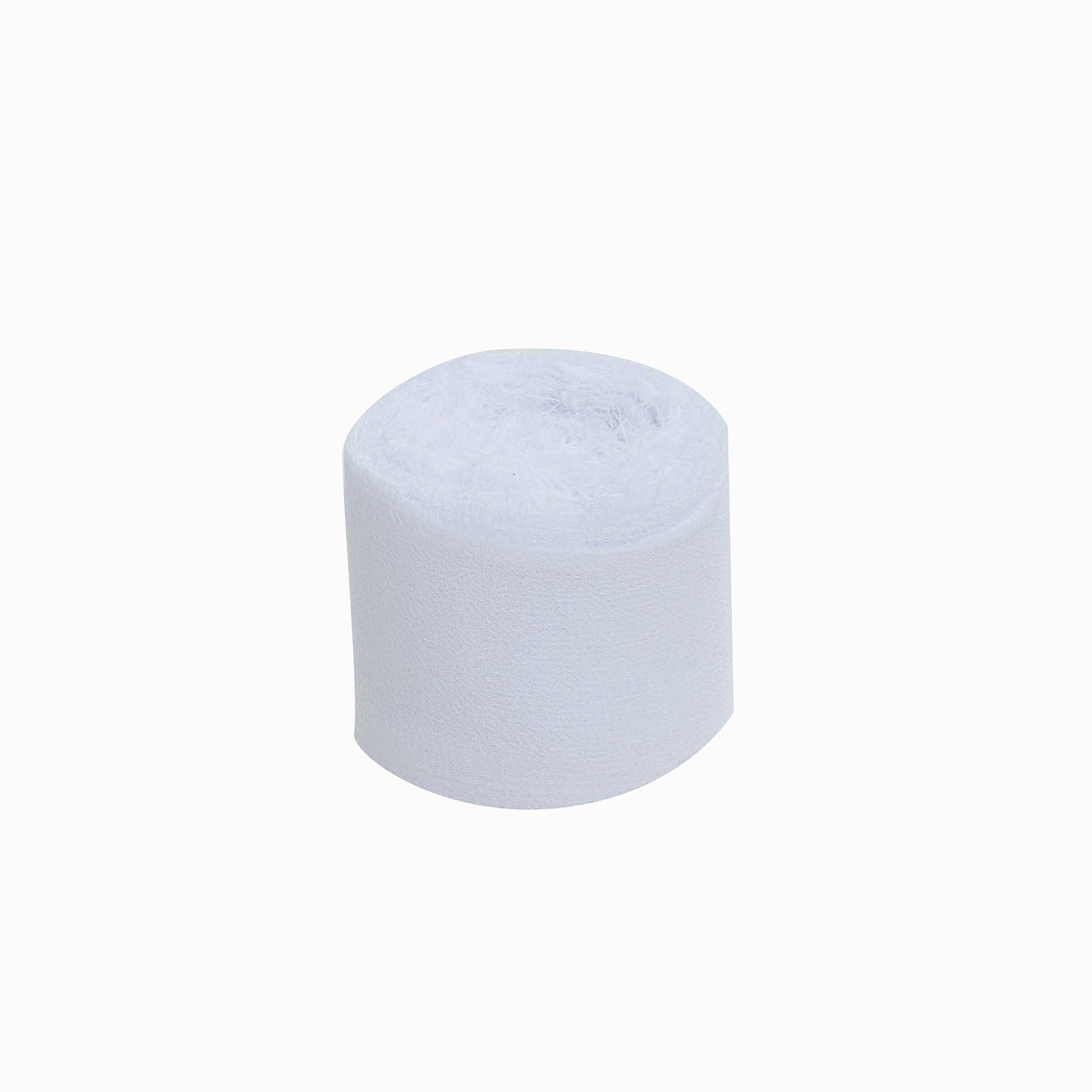 White silk-like chiffon ribbon roll for bouquets and gift wrapping.