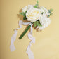 White chiffon ribbon roll for bouquets and gift wrapping.