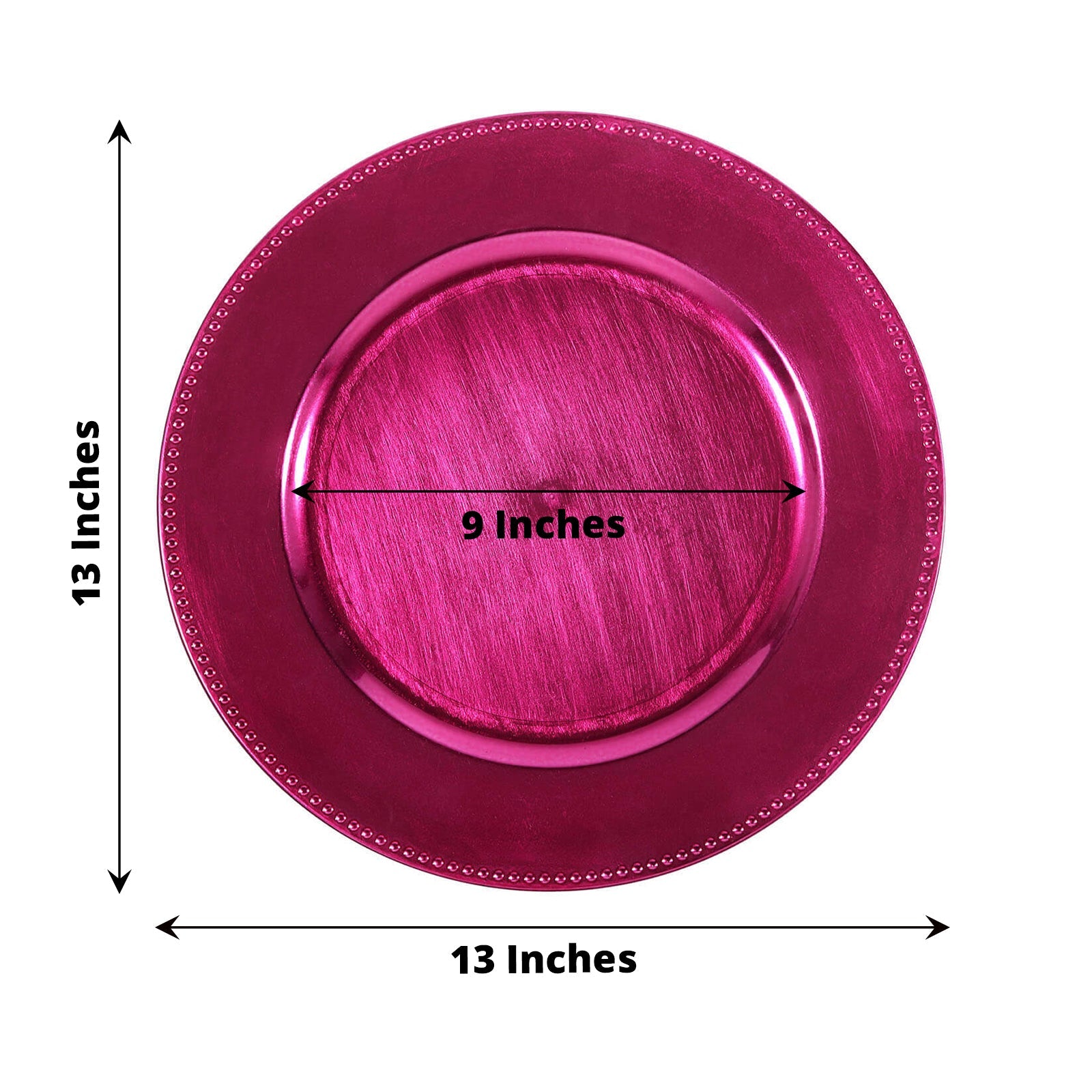 6 Pack of 13 Inch Beaded Round Hot Pink Acrylic Plastic Charger Plates