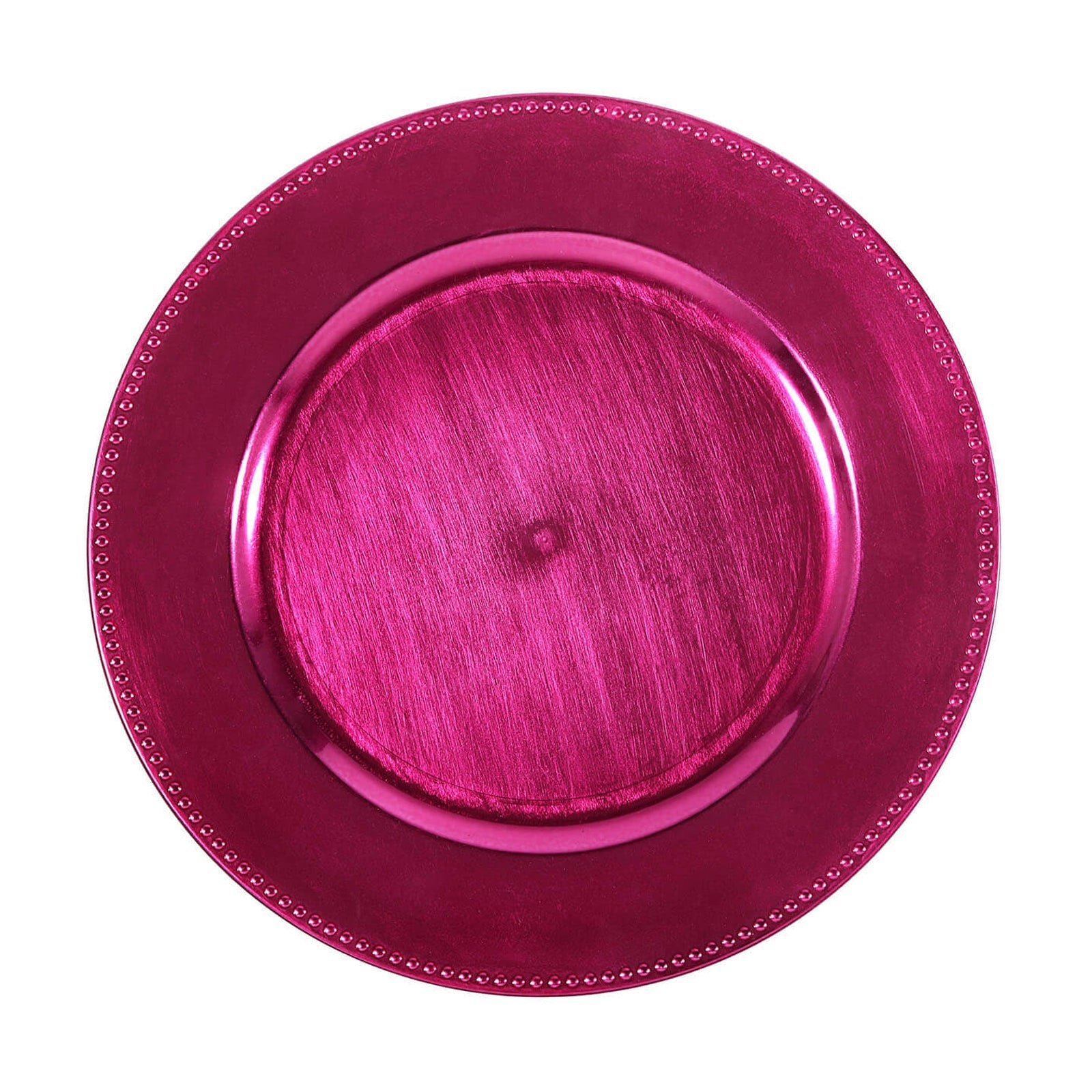 Acrylic Plastic 13 Inch Round Beaded Hot Pink Charger Plates 6 Pack#whtbkgd