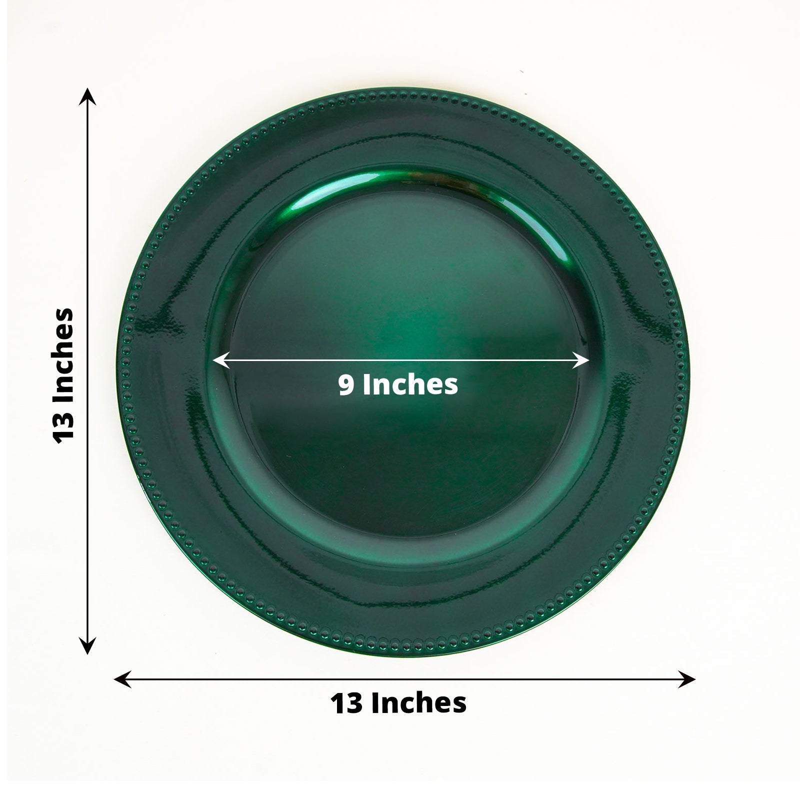 6 Pack Hunter Emerald Green 13 Inch Beaded Round Acrylic Plastic Charger Plate
