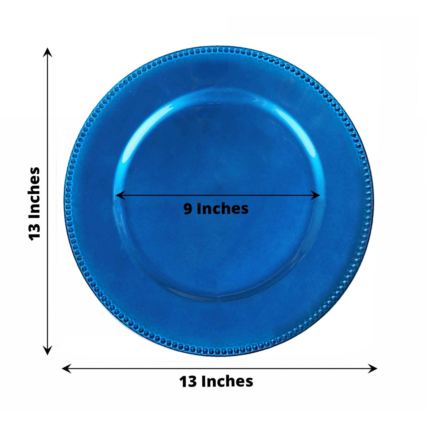 Set Of 6 Beaded Royal Blue Acrylic Plastic Round Charger Plates 13 Inch